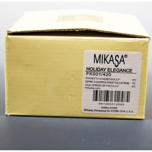 Mikasa Holiday Elegance Porcelain Poinsettia Covered Box 3.5" FK001/420 NEW - Picture 6 of 6